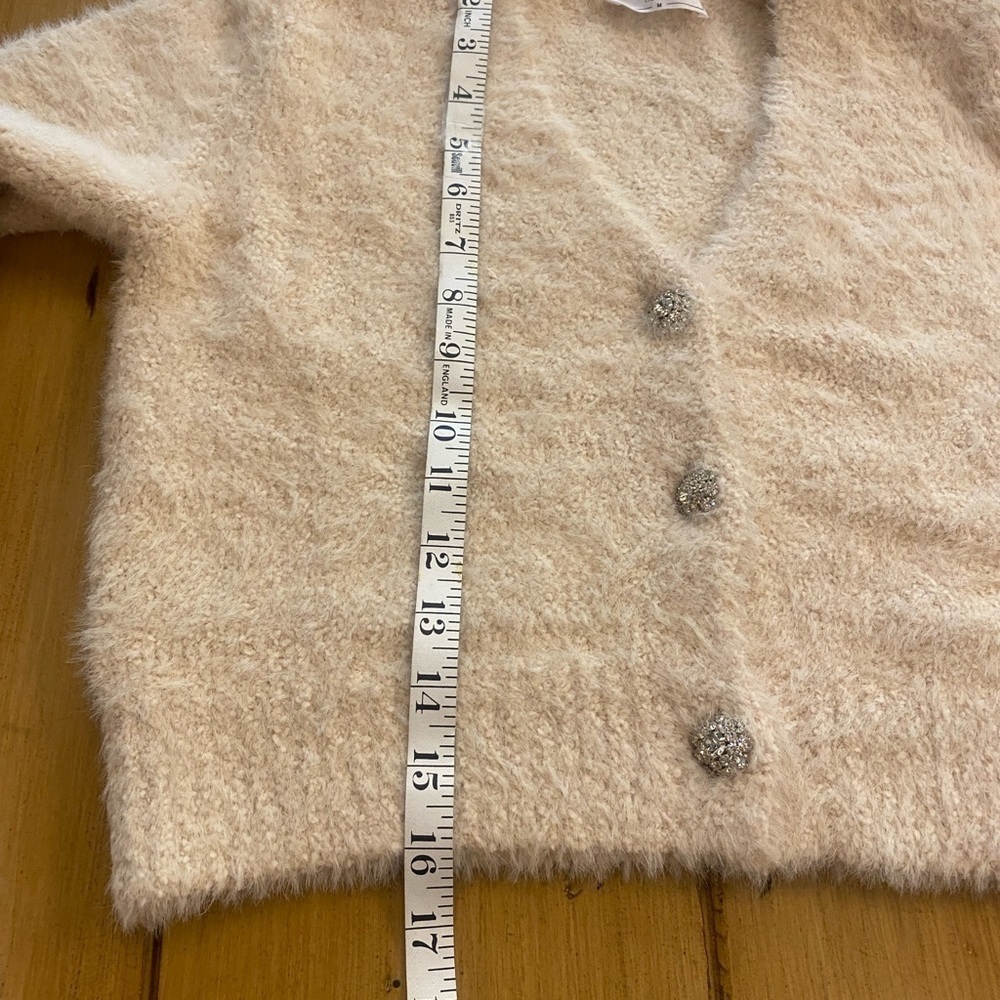 Cropped Cardigan Rhinestone Buttons Cream SAGE THE LABEL Cassie New Size S/M - Picture 9 of 15
